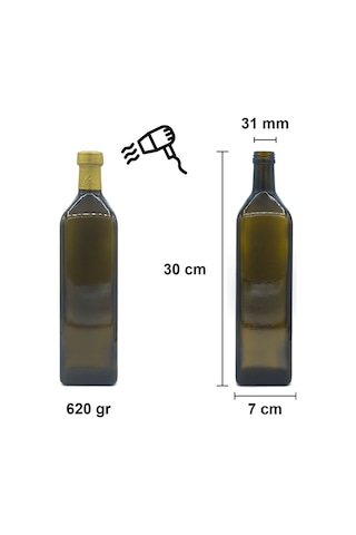 Afracam Maraska Yeşil 1000 ML Kilitli Kapaklı ve Kapüşonlu Boş Cam Şişe 6 Adet