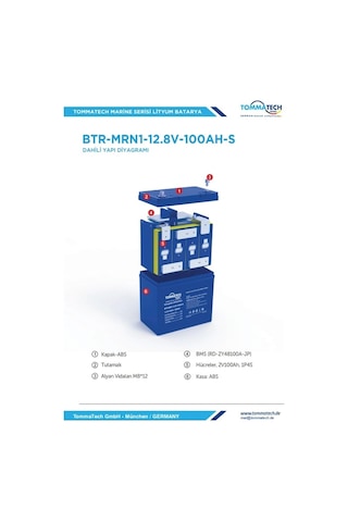 Tommatech Marine 12.8 V 100 Ah Lifepo4 Abs+pc Kasa Lityum Batarya