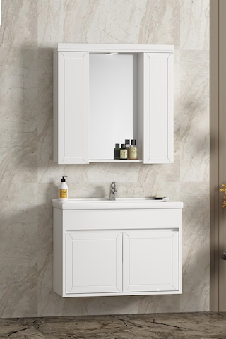 Çuha 80 Cm Beyaz Mdf Pk-109 Asma Banyo Dolabı Takımı Beyaz
