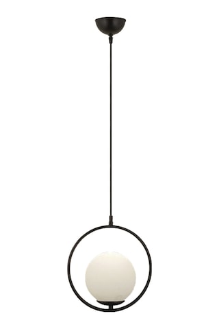 Rodi Modern Tasarım Antre Hol Mutfak Salon Siyah Renk Sarkıt Minimal Sarkıt Beyaz Camlı Tekli Avize Siyah Bal3