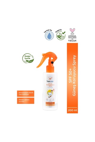 Baby İcon Organik Vegan Anne Ve Çocuk Nemlendirici Güneş Koruyucu Sprey Suya Dayanıklı Uva Uvb Spf 50+200ml
