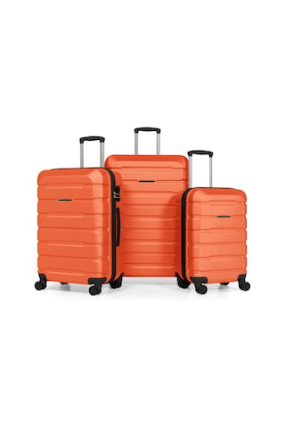 Unisex 4 Tekerli Kilitli 3'lü Set Valiz Turuncu
