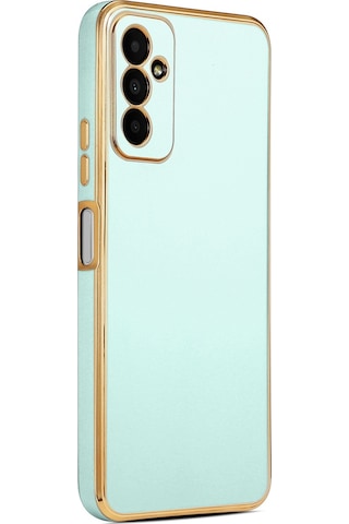 Samsung Galaxy Uyumlu M13 Kılıf Zore Kenarı Gold Renk Silikon Bark Kapak