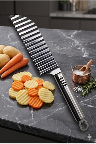 Şekilli Patates Bıçağı Paslanmaz Çelik Gri