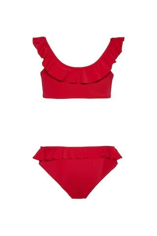Toosalty Kız Çocuk Kırmızı Volanlı Bikini Takımı 25sg006st Kırmızı