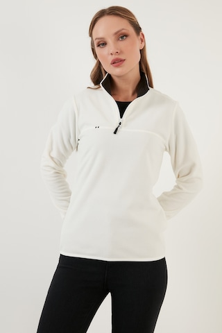 Lela Slim Fit Yumuşak Dokulu Anti-Pilling Tüylenme Yapmayan Yarım Fermuarlı Bayan Polar 5907000 Ekru