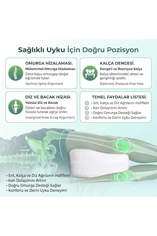 Ortopedik Diz Yastığı Omurga Destekleyici Yastık Visco Hamile Yastığı Memory Foam Bacak Yastığı Beyaz