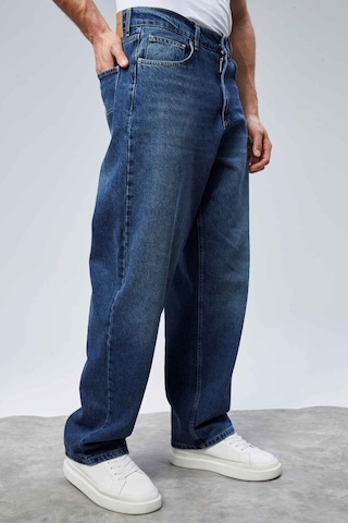 Cedy Denim Cedy Denım Yüksek Kalite Erkek Yüksek Bel Baggy Skater Jean Koyu Mavi