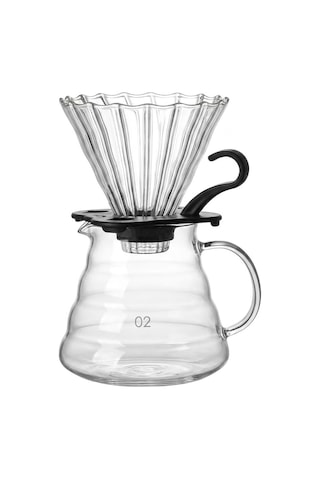 Deconox Profesyonel Cam Kahve Demleme Seti Pour Over Dripper & Karaf - 600 Ml Kapasiteli Borosilikat Filtre Kahve Seti