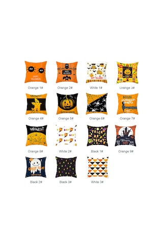 Folinda Halloween Dekoratif Yastık Kılıfı - Kuru Kayısı Kumaşı 45x45cm - Bat, Kedi, Balkabağı Desenleriyle Ev, Kafe, Divan Dekoru Tpr184-2, Yastık İçi Hariç Diğer