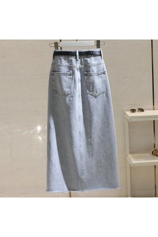 Plaj Yaz Kadın Kot Etek Klasik Açık Mavi Yüksek Bel Günlük Kot Bayan Kot Etek Açık Mavi