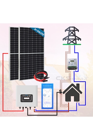 Şebeke Destekli On-grid Solar Güneş Enerji Sistemi 5kw Trifaze 4.4kwh