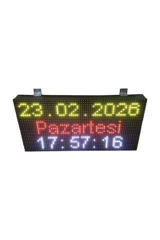 32x64cm P10 Rgb Led Saat Tarih Göstergesi