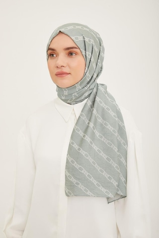 Armine Trend Pure Lina Mint Yeşili Renk Zincir Desen Şal 16 - 23044 Açık Yeşil