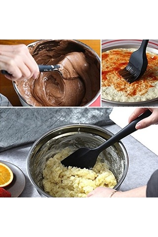 Ulzyvf Siyah Silikon Spatula Seti - 5 Parça Pişirme Araçları Scr Siyah Siyah