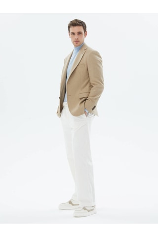 Kip Bej Düz Modern Fit Yün Karışımlı Ceket Çok Renkli