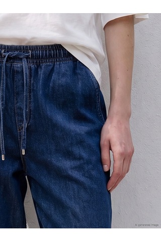 Lcwaıkıkı Curve Lacivert Beli Lastikli Straight Fit Kadın Jean Pantolon