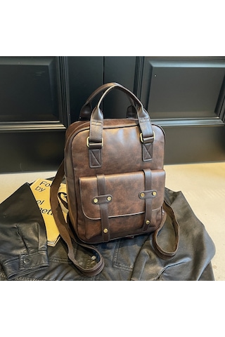 Retro Kadın Çantası Bahar Yeni Şık Çanta Büyük Kapasiteli Sırt Çantası Kadın Seyahat Sırt Çantası Kahve Rengi Ana Resim Rengi Diğer