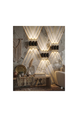 Dekoratif Modern Led Duvar Aplik - 6w 3 Aşağı 3 Yukarı Işık İzli Antre Balkon Lamba - 3000k Günışığı - Şık Gece Lambası,bohem Günışığı-3000k