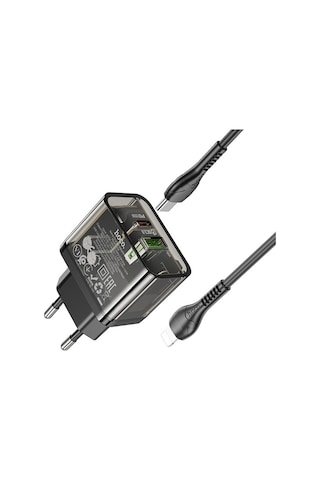 Hoco N34 PD20W USB + Type-C + Lightning Kablo Hızlı Şarj Adaptör Seti