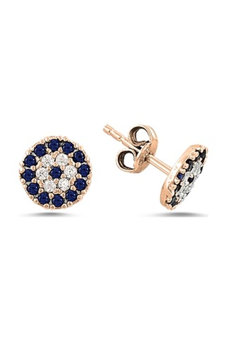 Sosyete Gözü Taşli Gümüş Çivi Küpe