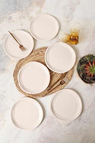 Keramika Krem Bloom Pasta Tabağı 24 Cm 6 Adet 030 Krem