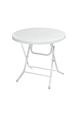 Omnipazar Mt-gfm205 Rose Plastik Yuvarlak Katlanır Bahçe Balkon Masa Ø75 Cm Beyaz Beyaz