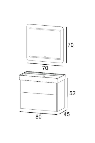 Denko Forever 80 Cm Antrasit Banyo Dolabı Takımı Antrasit
