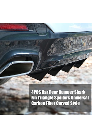 Padalink 4 Adet Abs Karbon Fiber Stili Araba Arka Tampon Spoileri - Siyah, 15cm, 155g, Çift Taraflı Yapıştırıcı Ve Somunlar İçerir