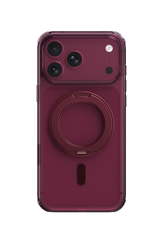 Apple iPhone Uyumlu 18 Pro Max Kılıf M-safe Özellikli Raptic Air Stand Serisi Aynalı Arka Yüzey Standlı Bordo
