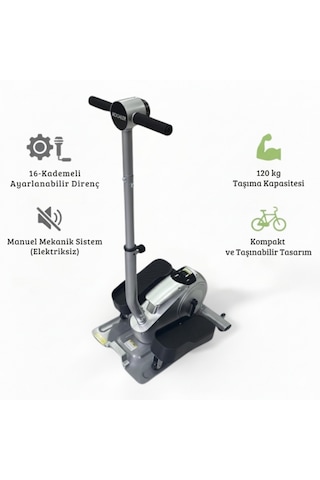 2 Si 1 Arada Eliptik Stepper Ve Mini Bisiklet Ayakta Ve Oturarak Kullanım Siyah