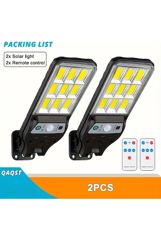 Boatshop1 2 Adet Lihangstar Akıllı Hareket Sensörlü Güneş Enerjili Dış Mekan Aydınlatma 9cob Panelli 3 Modlu Uzaktan Kumandalı Bahçe Veranda Işık