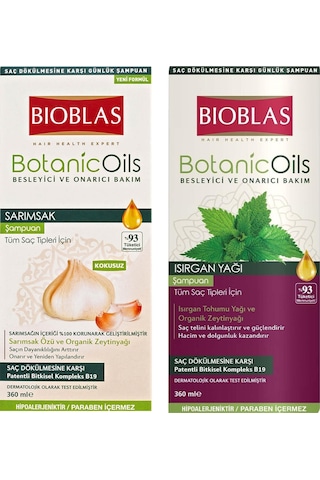 Bioblas Botanic Oils Sarımsak Özlü Ve Isırgan Yağlı 360 Ml Şampuan Tüm Saçlar X 2 Li Karma Paket Tüm Saç Tipleri