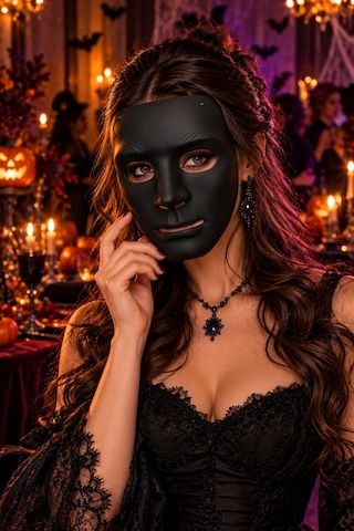 Halloween Siyah Anonim Erkek Yüz Maskesi Boyanabilir Cadılar Bayramı Partisi Ve Kostüm Aksesuarı