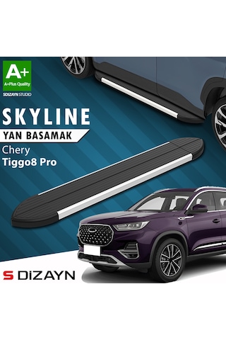 S-dizayn Chery Tiggo8 Pro Skyline Aluminyum Yan Basamak 183 Cm 2022 Üzeri A+ Kalite