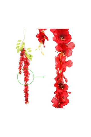 Sarkan Yapay Çiçek Akasya Kırmızı 80 Cm 3 Sarkan Dallı 12 Adet Ba