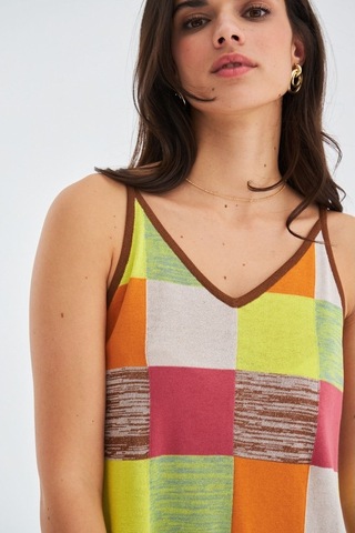 Peraluna Bonjo Dress Askılı Yazlık Kadın Triko Elbise Çok Renkli Çok Renkli