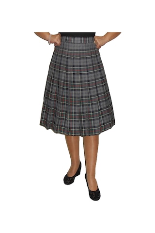Gri-siyah-yeşil Ekoseli Pileli Etek Art.10 Çok Renkli
