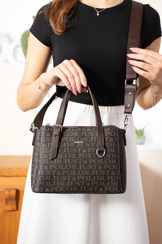 Just Polo Kadın Orijinal Just Polo Ayarlanabilir Askılı Şık El Ve Omuz Çantası Shopper Ebat : 18 X 25 Cm Kahverengi