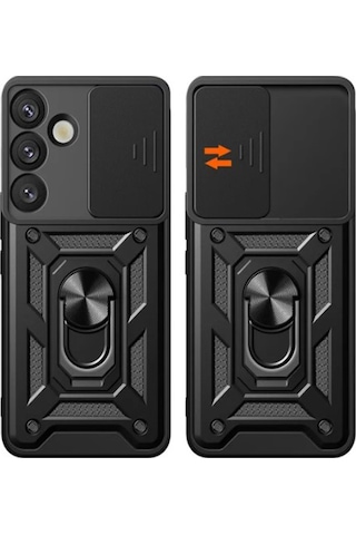 Newface Samsung Uyumlu Galaxy S25 Fe Pars Lens Yüzüklü Silikon - Yeşil Yeşil