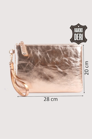 Hakiki Deri Kadın Clutch Çanta 9121 Sarı