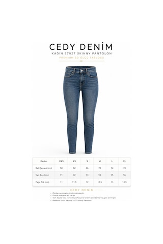 Cedy Denim Cedy Denım Kadın Petite Zarif Yapılı Yüksek Bel Skinny Fit Likralı Jean Pantolon E7027 Kar Yıkama