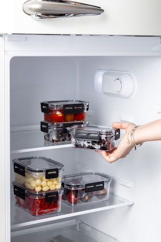 Nandy Home Kilit Kapaklı Dikdörtgen Clear Saklama Kabı Seti 3'lü - 1200 ML Beyaz
