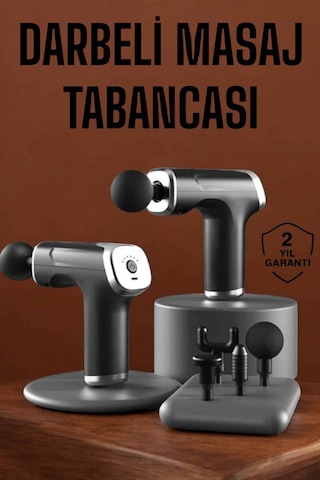 4 Başlıklı Darbeli Şarjlı Masaj Aleti Tabancası Kablosuz Siyah