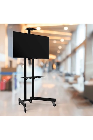Alpin TV İş Yeri Ofis Tipi Video Kamera Askı Aparatlı Metal Ayaklı Tekerlekli TV Sehpası/Ünitesi