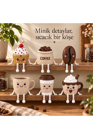 Kahve Köşesi Süsü Sallanan Bacaklı Mini Figür Dekoratif Raf Ve Masa Süsü 4 Cm Dekoratif Objeler