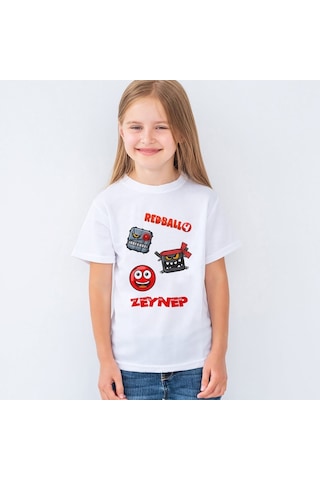 Isme Özel Red Ball 4 Crazy Kırmızı Top Redball Çocuk Tişört Mr-06 Beyaz