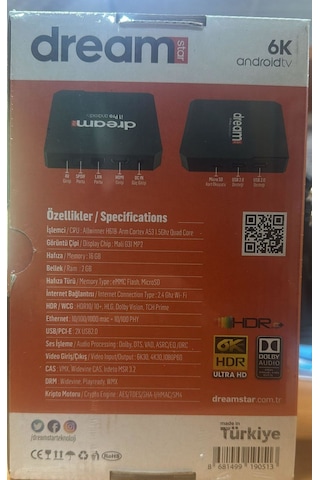 Dreamstar İ1 Pro Androıd Box 2gbram 16gb Hafıza Wifi 6k
