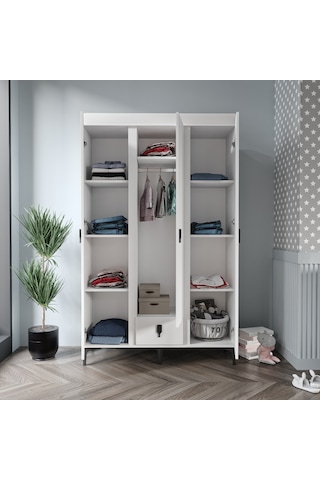 Patiko Rose 3 Kapaklı Dolap Beyaz