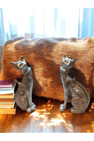 13 Cm-18 Cm Ebatlarda Kırılmaz Polyestr2li Beyaz Renk Kedi Biblo